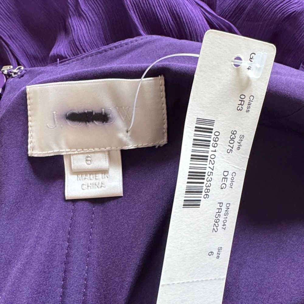 J. Crew Silk Chiffon Heidi Gown Eggplant 2, 6 $365 Purple - Picture 9 of 9